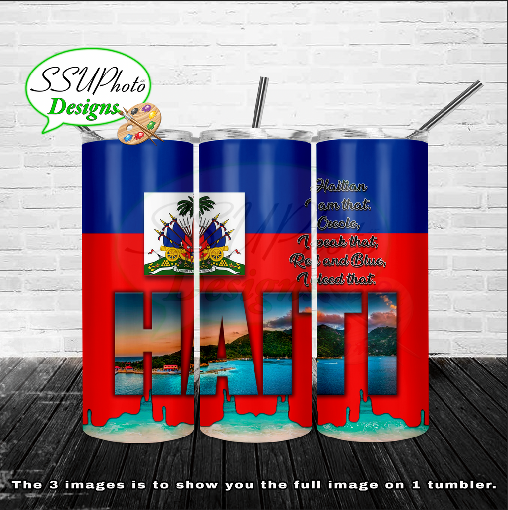 Haiti 20 oz and 30oz OZ Skinny TumblerD Digital Design