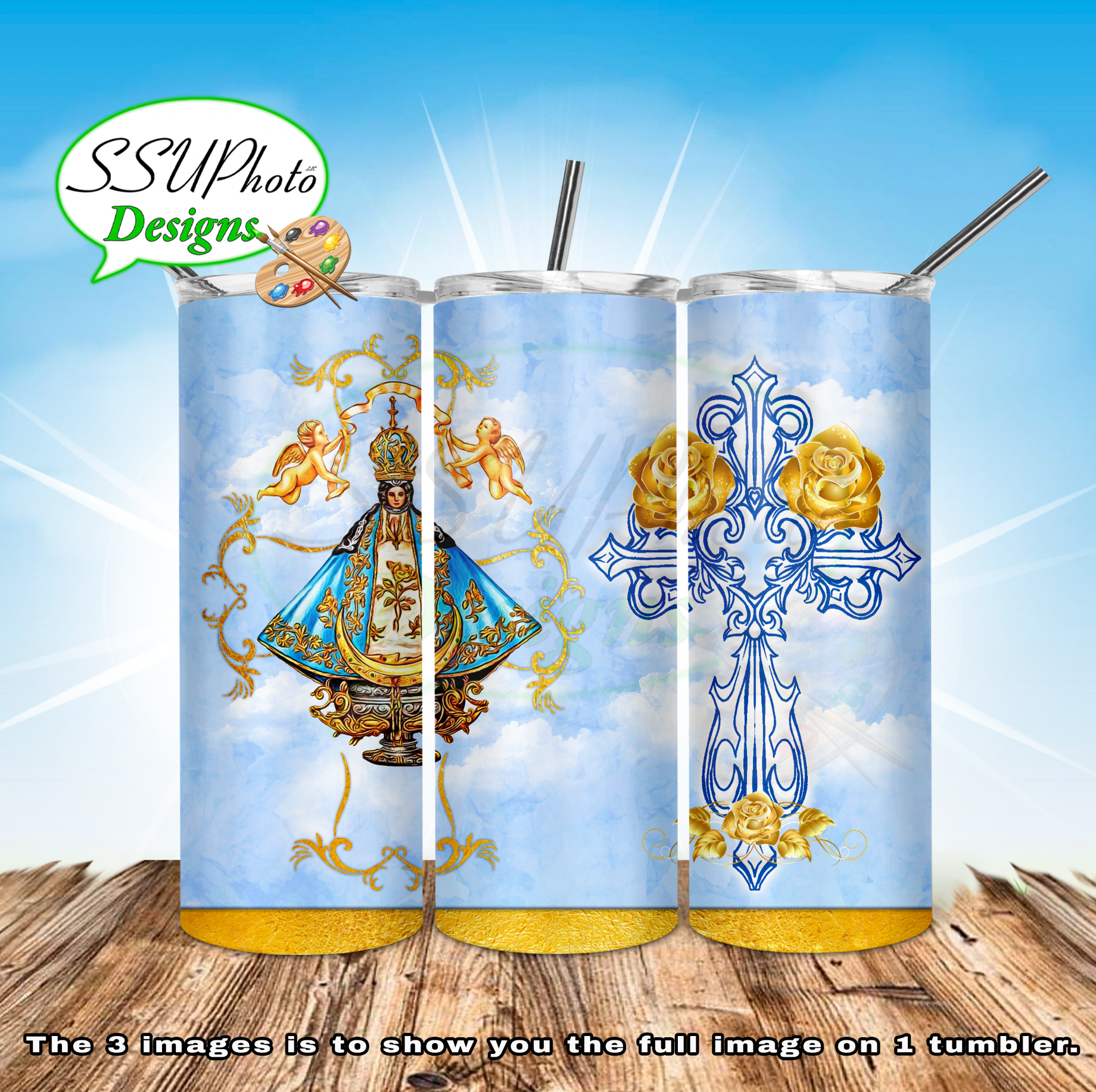 virgen de san juan 20 oz and 30oz OZ Skinny TumblerD Digital Design