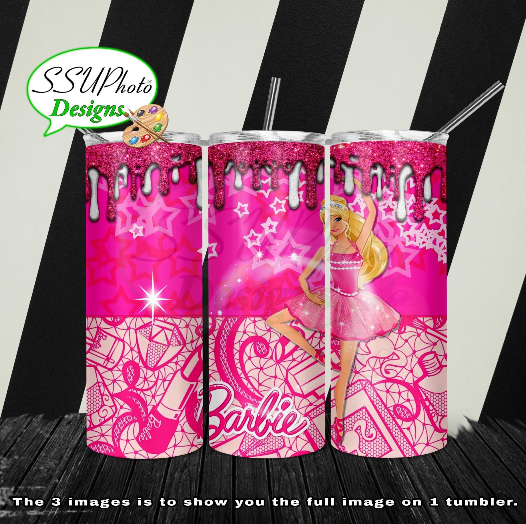 Barbie Pink 20 oz and 30oz OZ Skinny TumblerD Digital Design