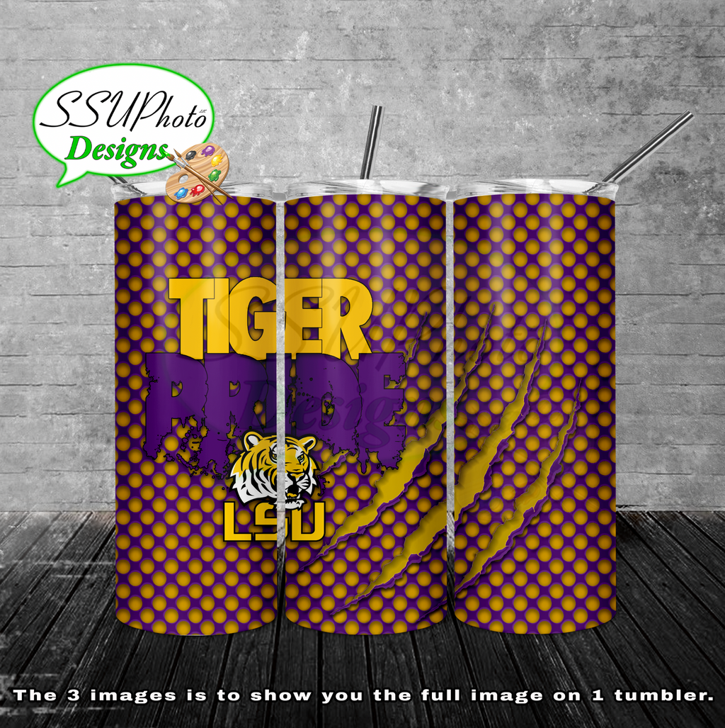 LSU Pride 20 oz and 30oz OZ Skinny TumblerD Digital Design