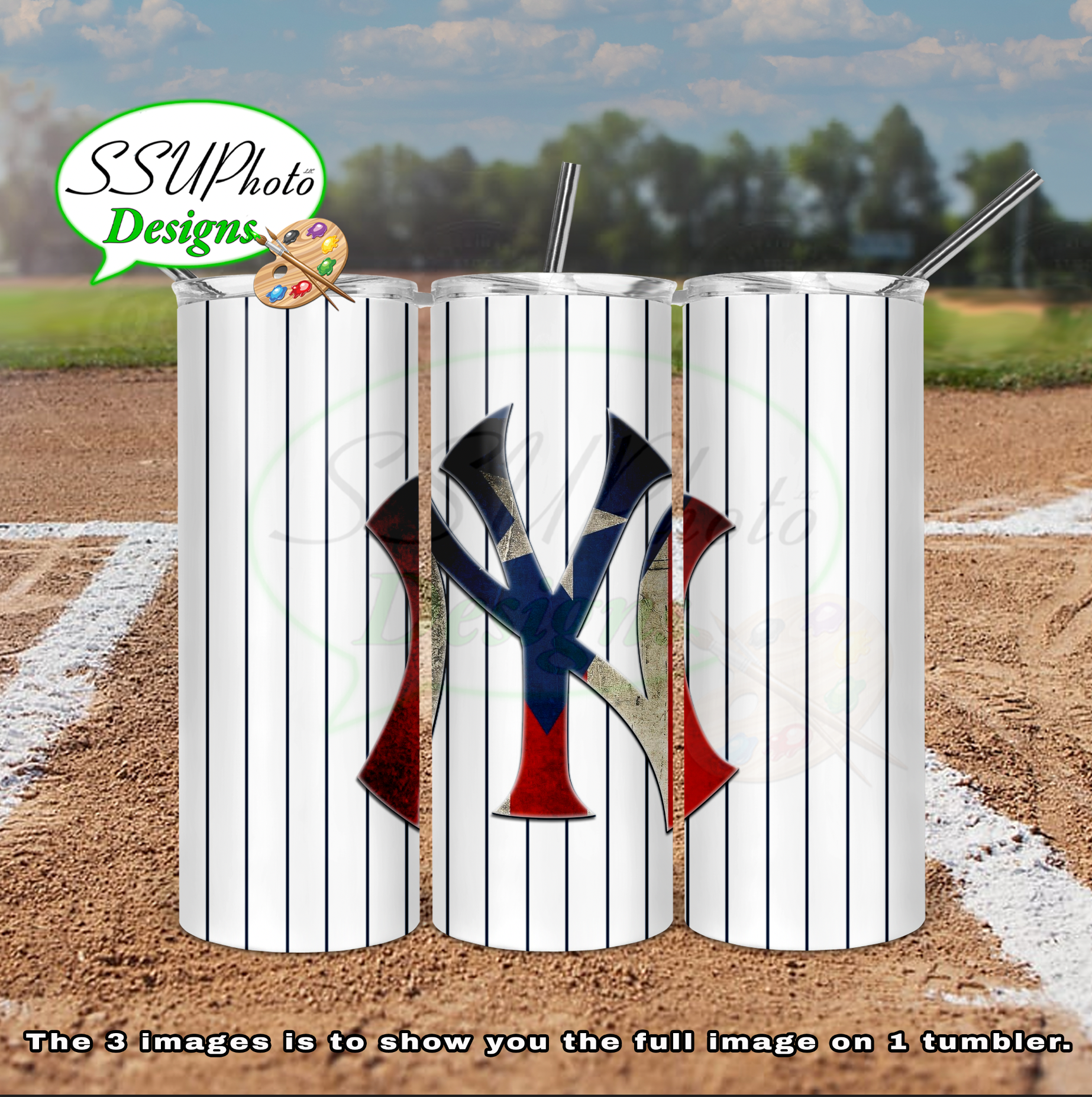 Yanks Puerto Rico flag   20 oz and 30oz OZ Skinny TumblerD Digital Design