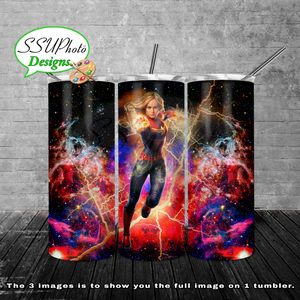 Captain Marvel   20 oz and 30oz OZ Skinny TumblerD Digital Design