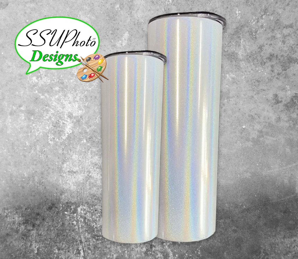 Holographic Sparkle  Straight Sublimation WhiteTumblers