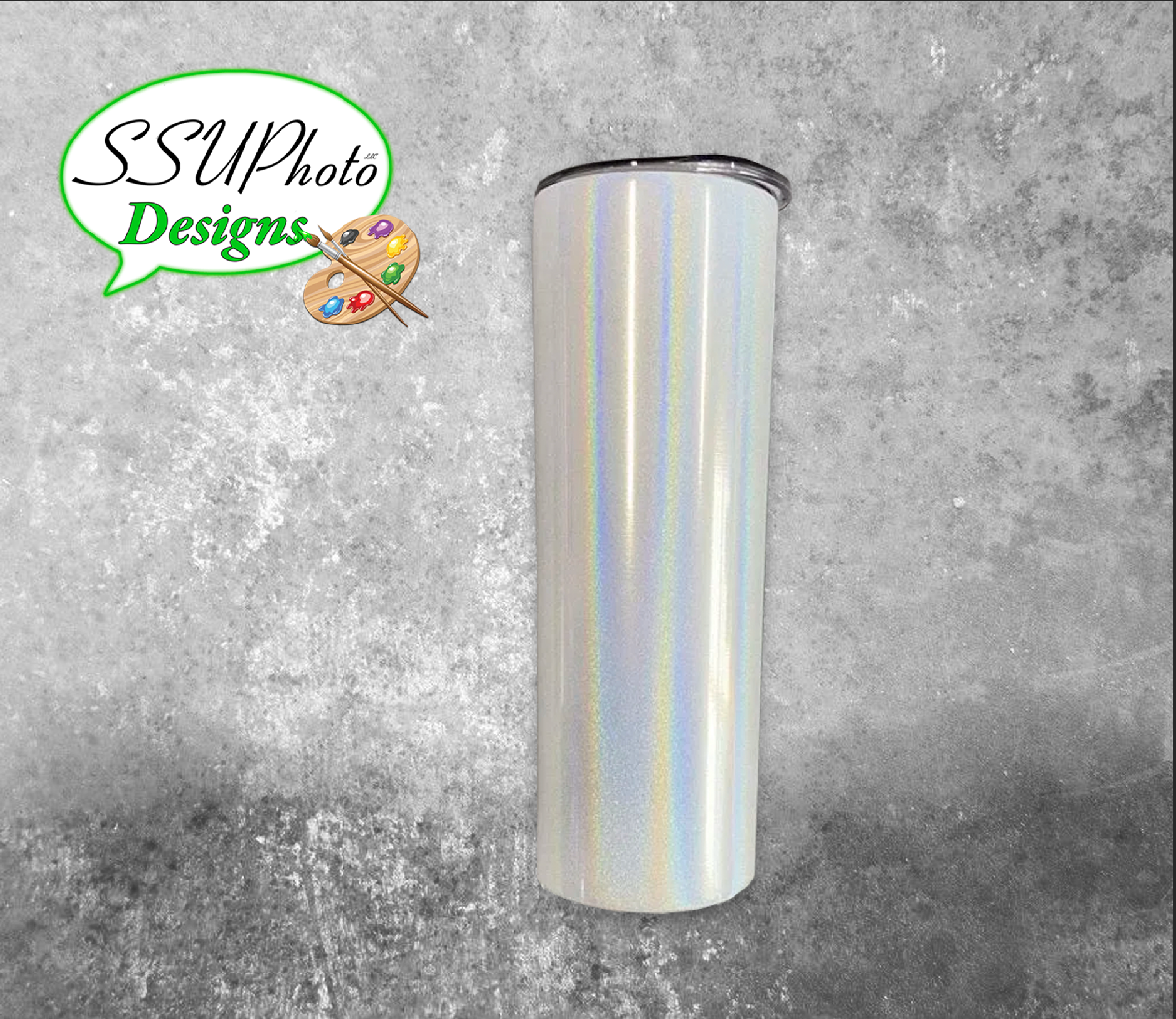 Holographic Sparkle  Straight Sublimation WhiteTumblers