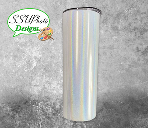 Holographic Sparkle  Straight Sublimation WhiteTumblers