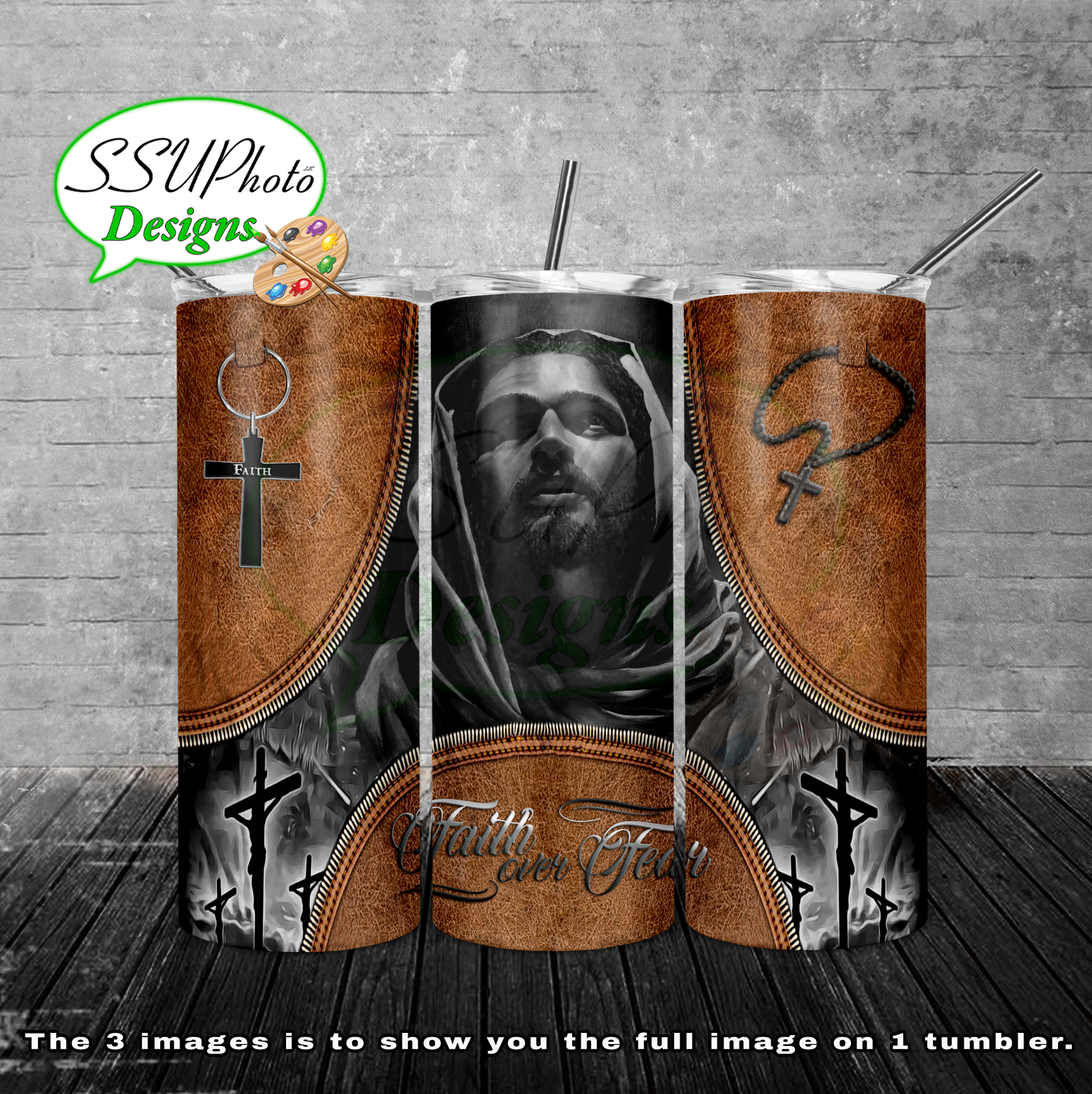 Faith Over Fear African American 20 oz and 30oz OZ Skinny TumblerD Digital Design