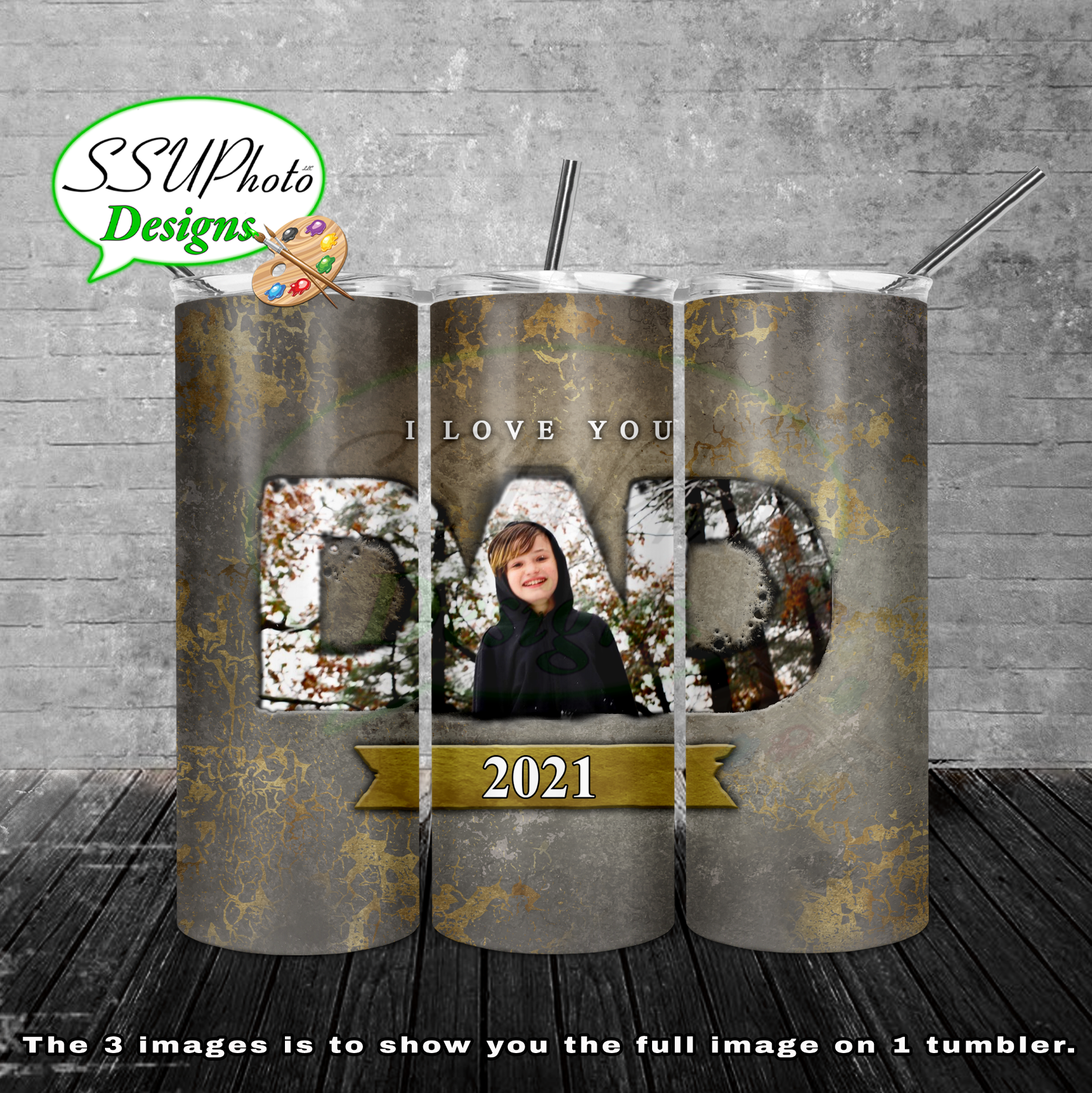 Dad I or We Love you 20 oz and 30oz OZ Skinny TumblerD Digital Design