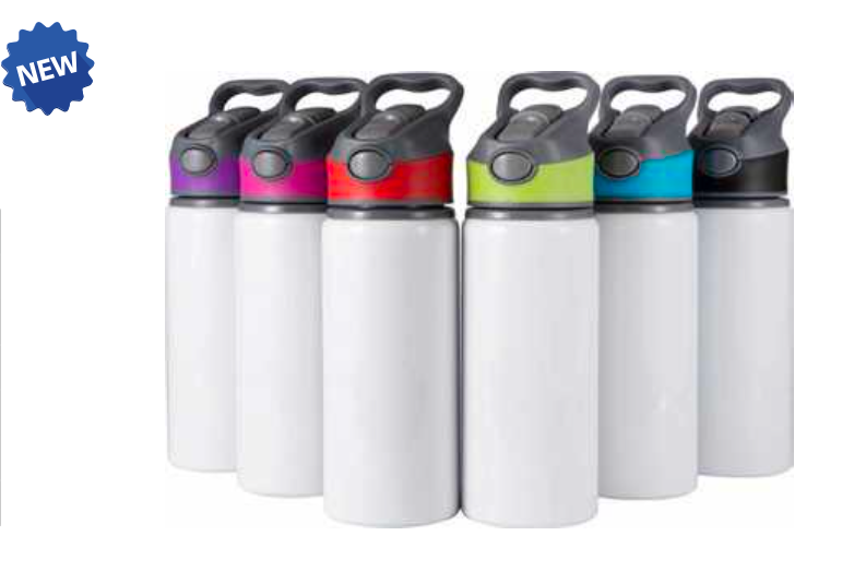 20 oz Alu Water Bottle White Sublimation with Colored Straw Cap – SSUPhoto  Designs