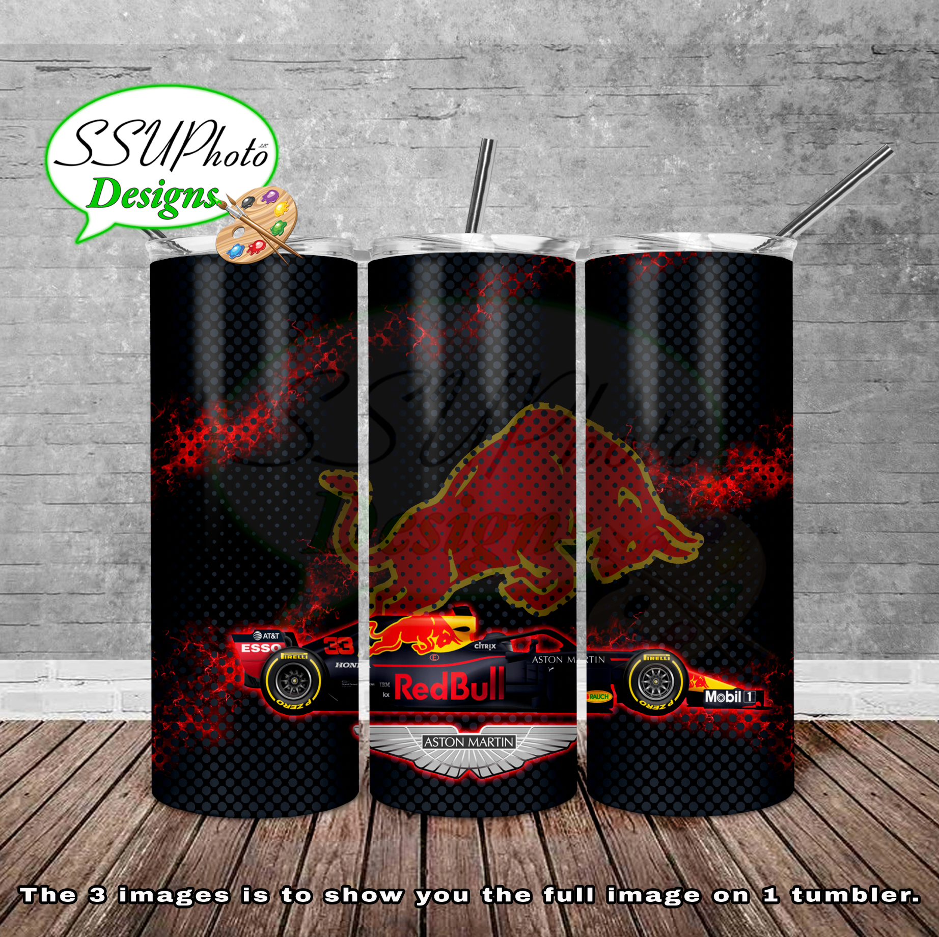 RedbullF1 20 oz and 30oz OZ Skinny TumblerD Digital Design