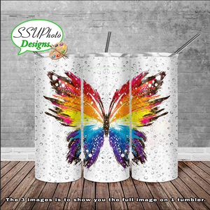 Rainbow Butterfly 20 oz and 30oz OZ Skinny TumblerD Digital Design