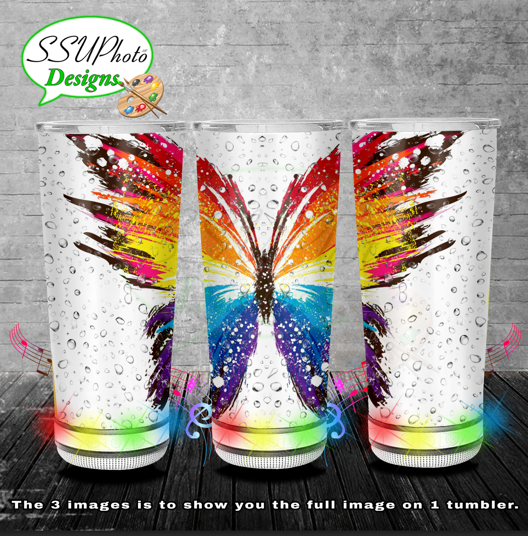 Rainbow Butterfly BT Speaker TumblerD Digital Design