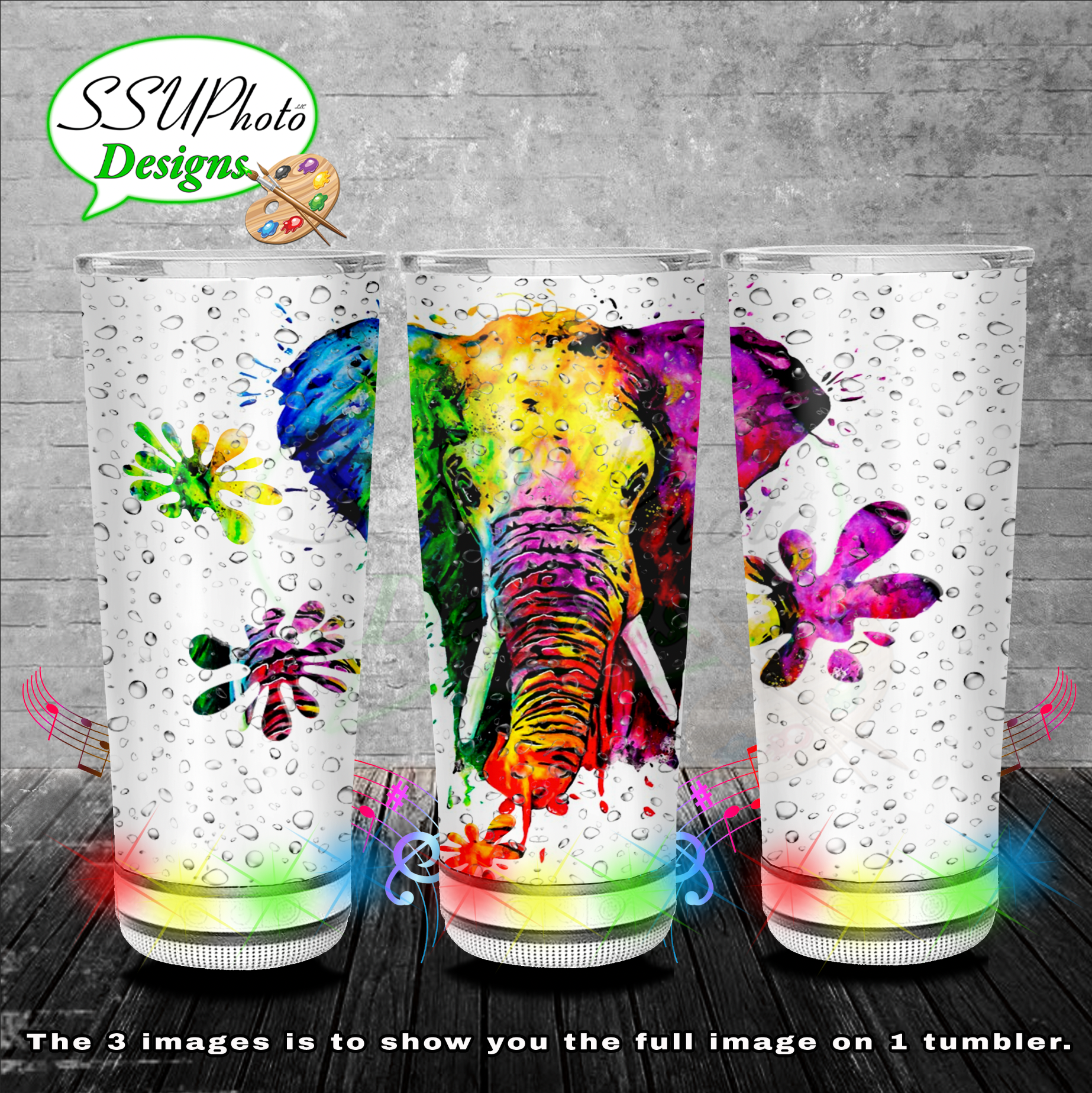 Rainbow Elephant  BT Speaker TumblerD Digital Design