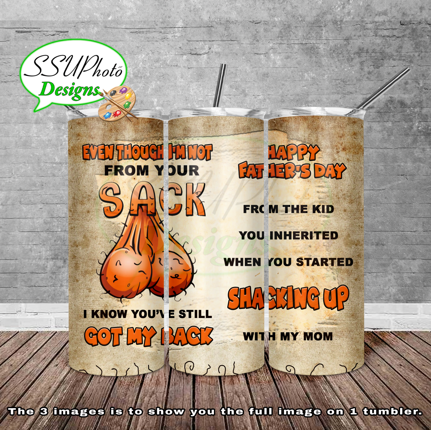 Step Dad Ball Sack  20 oz and 30oz OZ Skinny TumblerD Digital Design