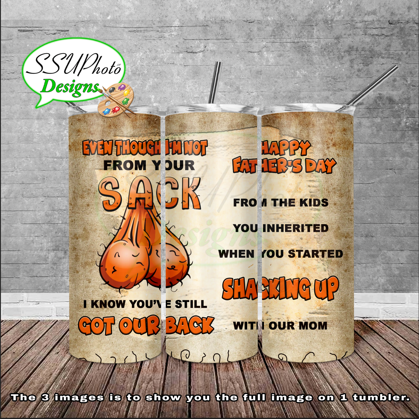 Step Dad Ball Sack  20 oz and 30oz OZ Skinny TumblerD Digital Design