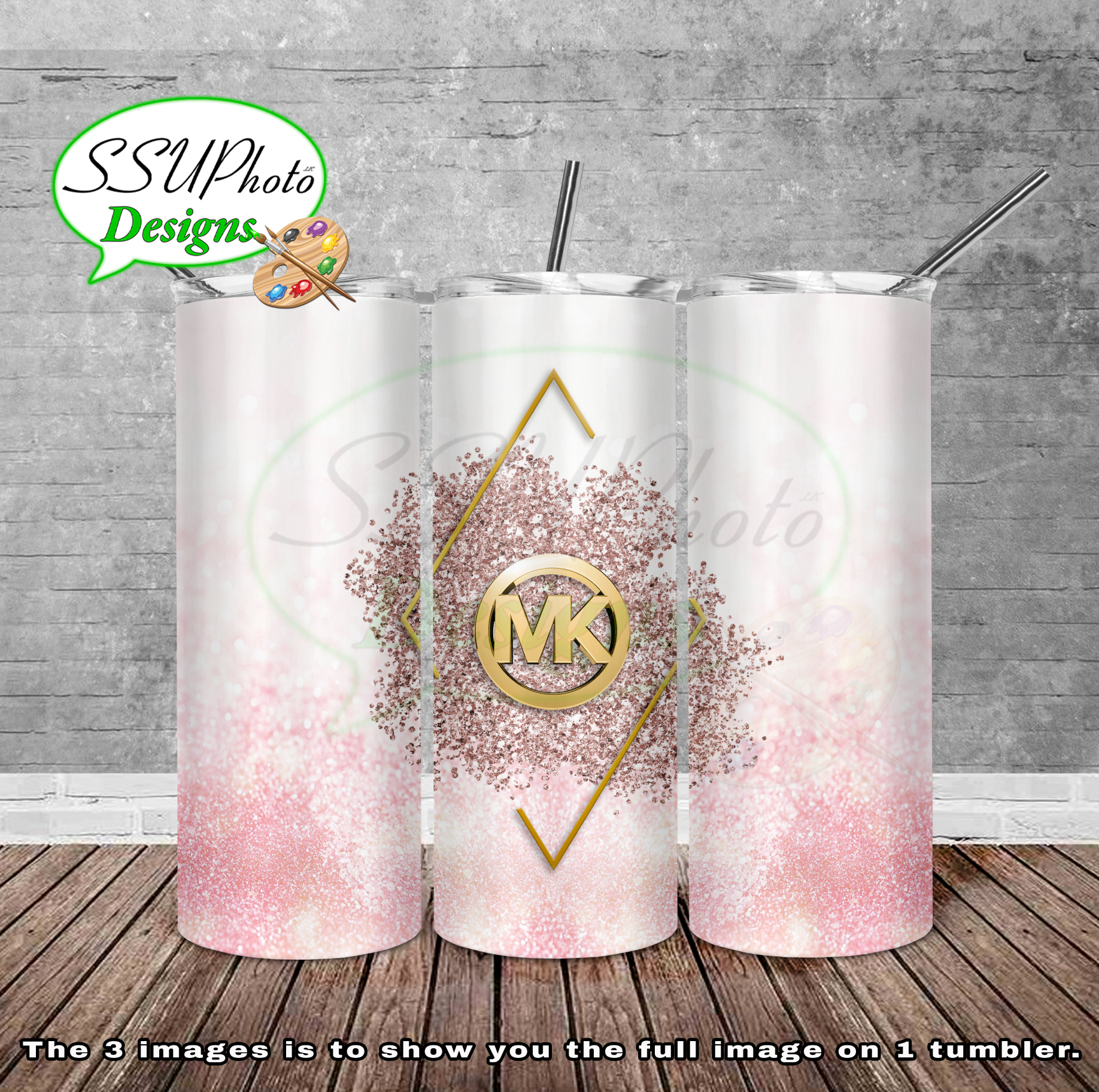 MK Glitter 20 oz and 30oz OZ Skinny TumblerD Digital Design