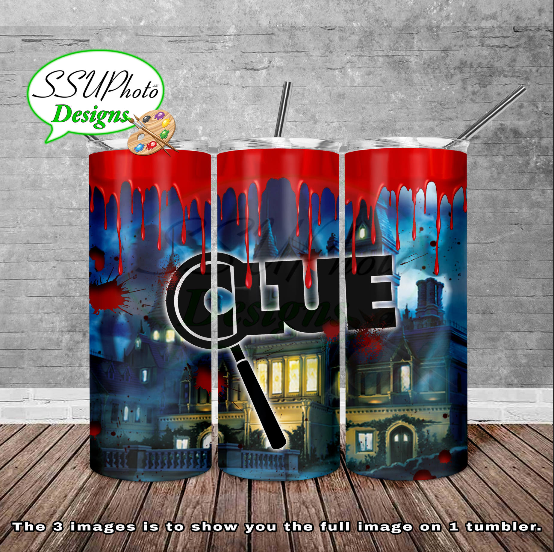 Board Game Clue 20 OZ Skinny TumblerD Digital Design