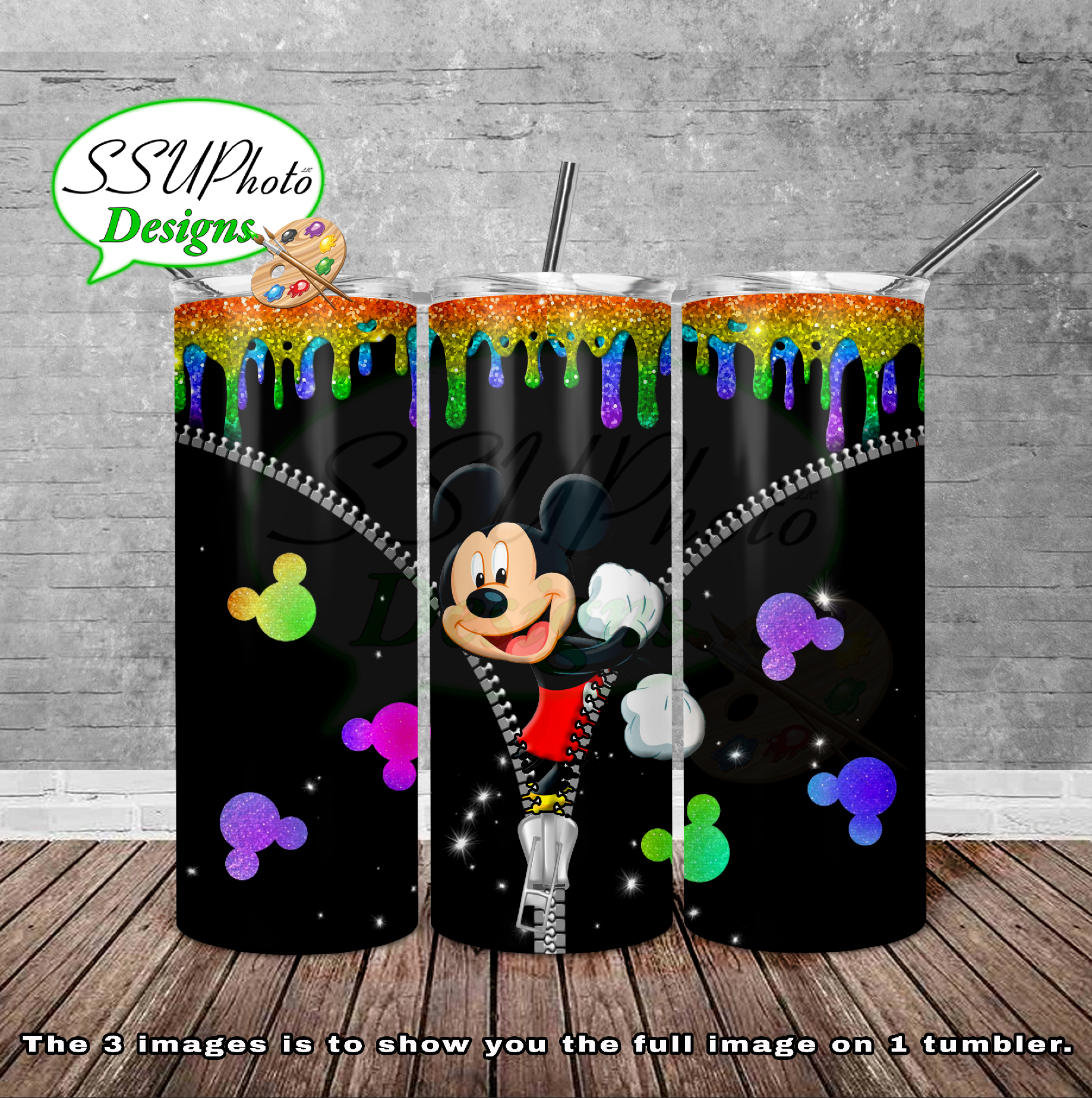 Mickey Unzipped 20 oz and 30oz OZ Skinny TumblerD Digital Design