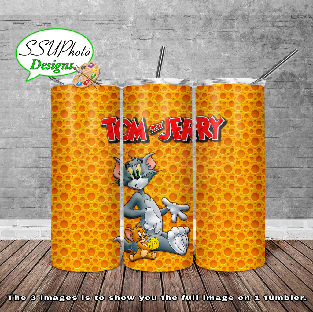 Tom Jerry Hanging 20 oz and 30oz OZ Skinny TumblerD Digital Design