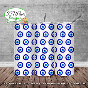 Evil Blue Eyes 20 oz and 30oz OZ Skinny TumblerD Digital Design
