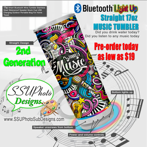 2nd Gen Bluetooth Music Sublimation Tumbler