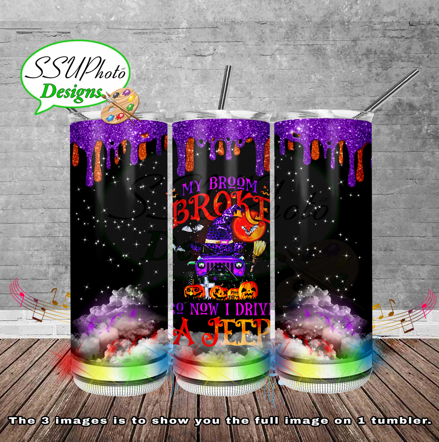 Broom Drive Jeep 20 oz 30oz and BT gen2 Skinny TumblerD Digital Design