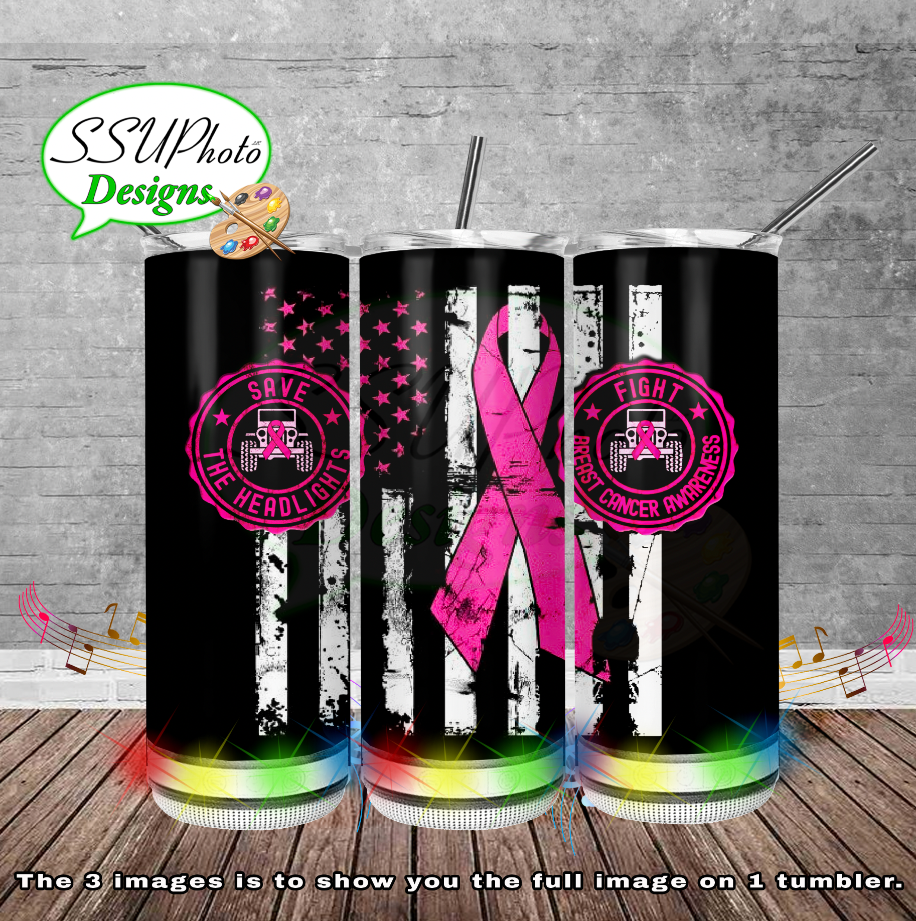 Jeep against Breast Cancer 20 oz 30oz and BT gen2 Skinny TumblerD Digital Design
