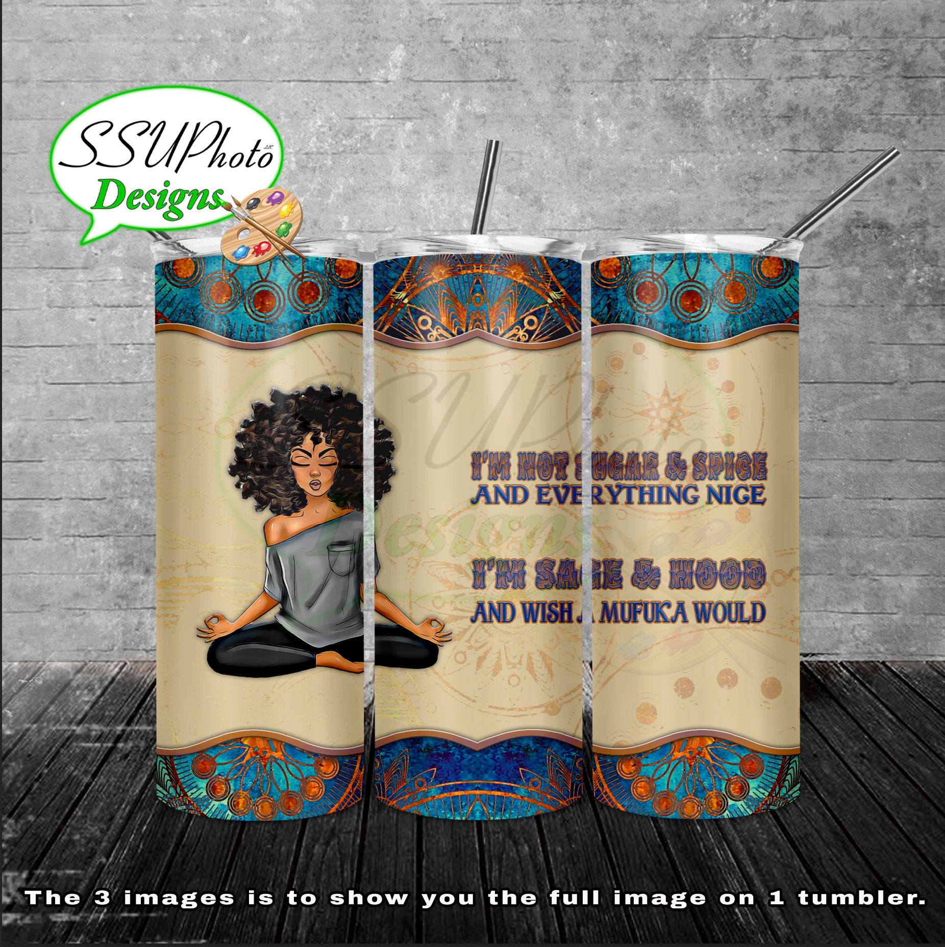 Yoga Girls Sage & Hood 20 oz 30oz and BT gen2 Skinny TumblerD Digital Design