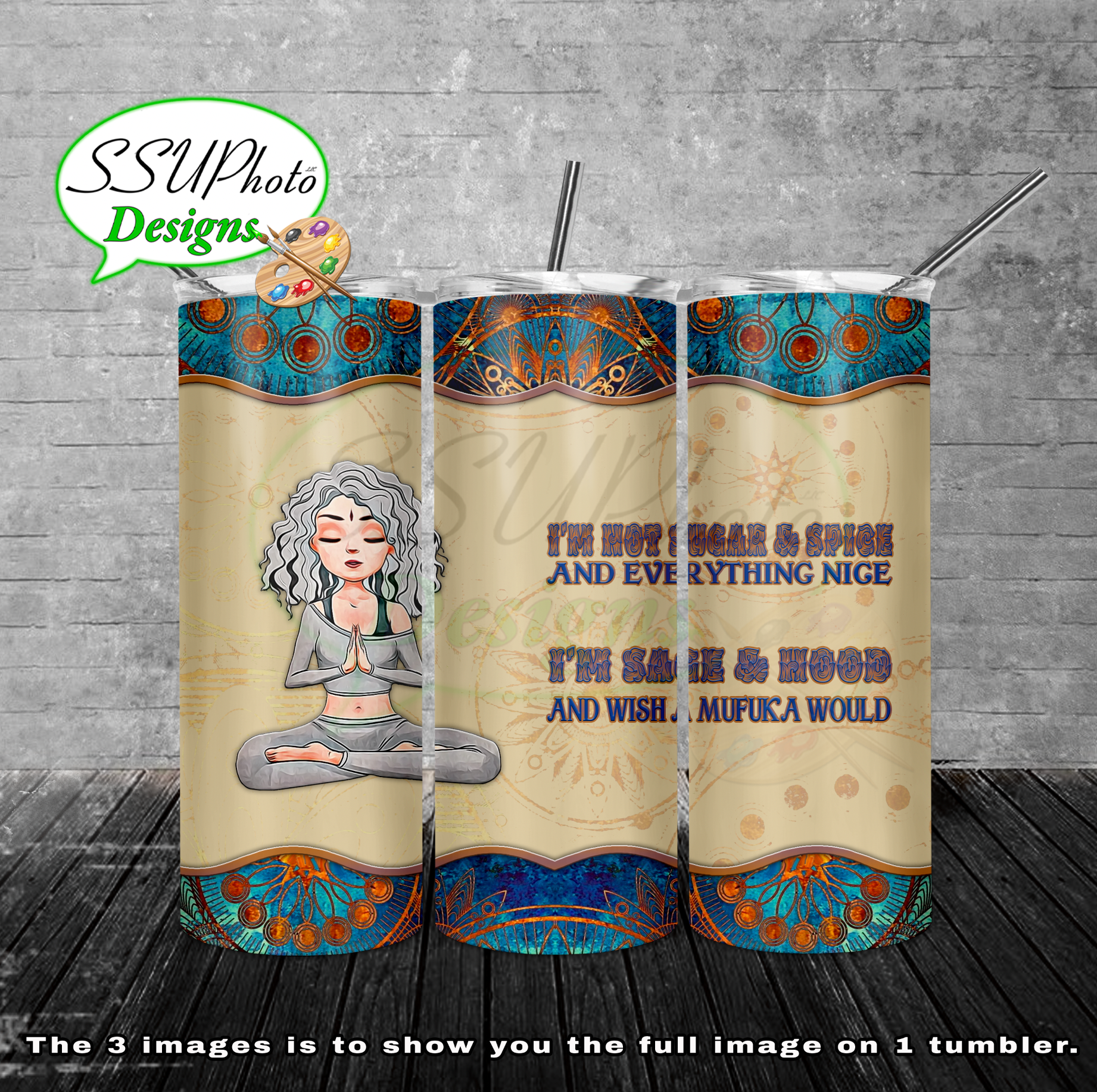 Yoga Girls Sage & Hood 20 oz 30oz and BT gen2 Skinny TumblerD Digital Design