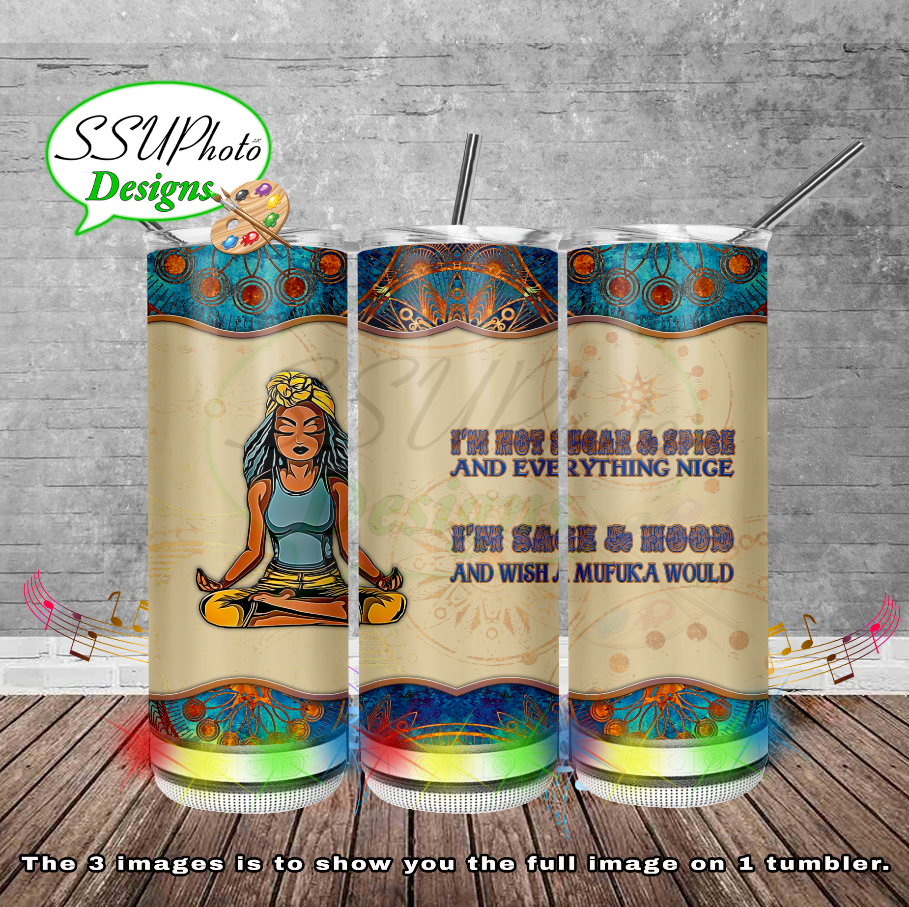 Yoga Girls Sage & Hood 20 oz 30oz and BT gen2 Skinny TumblerD Digital Design