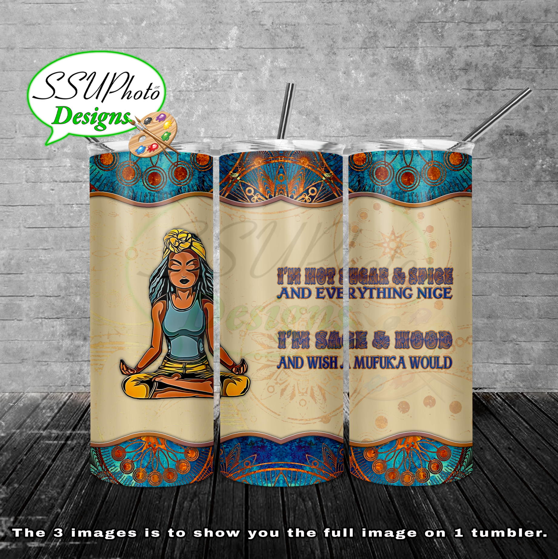 Yoga Girls Sage & Hood 20 oz 30oz and BT gen2 Skinny TumblerD Digital Design