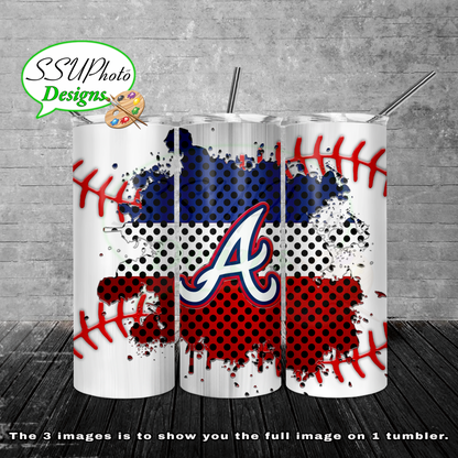 Baseball splash stitched  20 oz and 30oz OZ Skinny TumblerD Digital Design