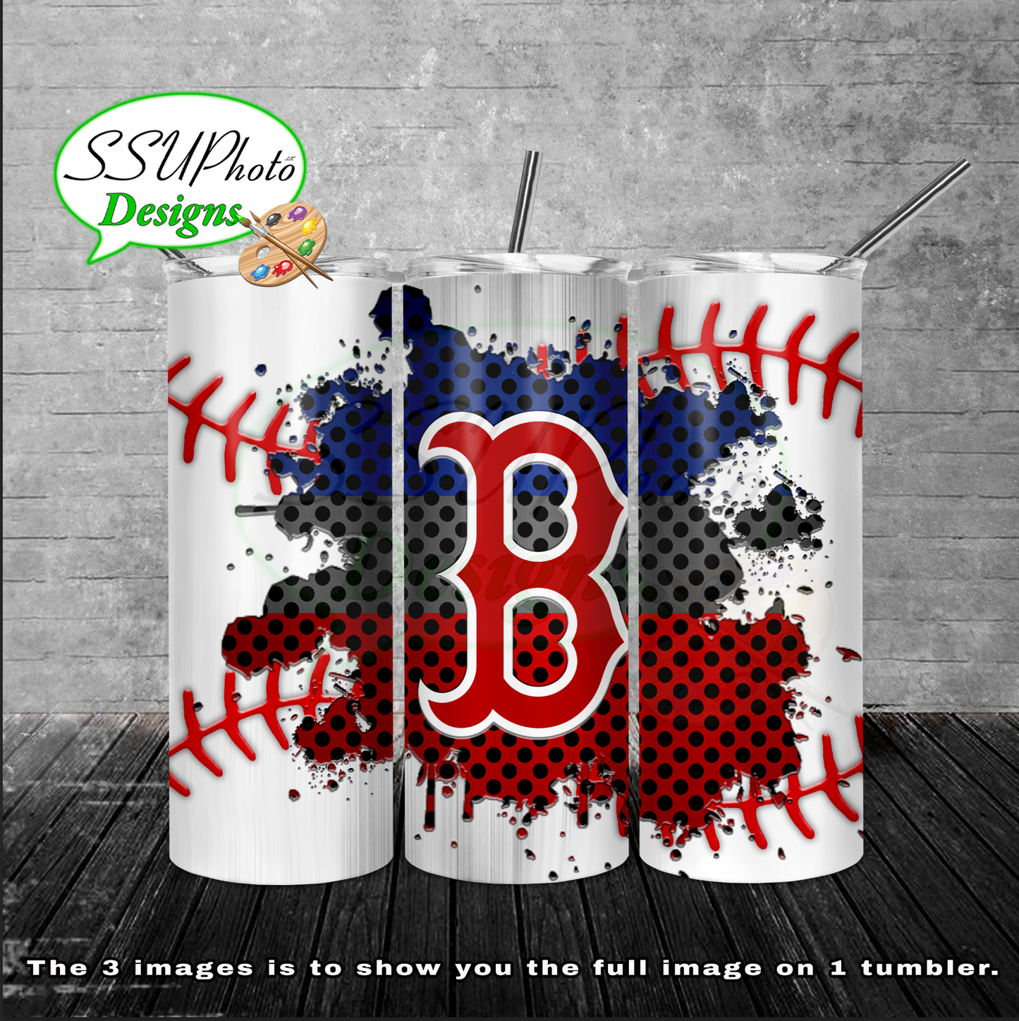 Baseball splash stitched  20 oz and 30oz OZ Skinny TumblerD Digital Design