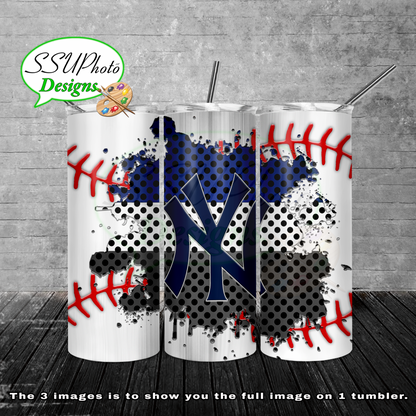 Baseball splash stitched  20 oz and 30oz OZ Skinny TumblerD Digital Design