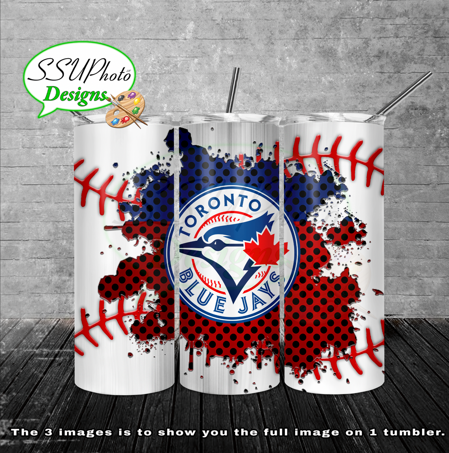 Baseball splash stitched  20 oz and 30oz OZ Skinny TumblerD Digital Design