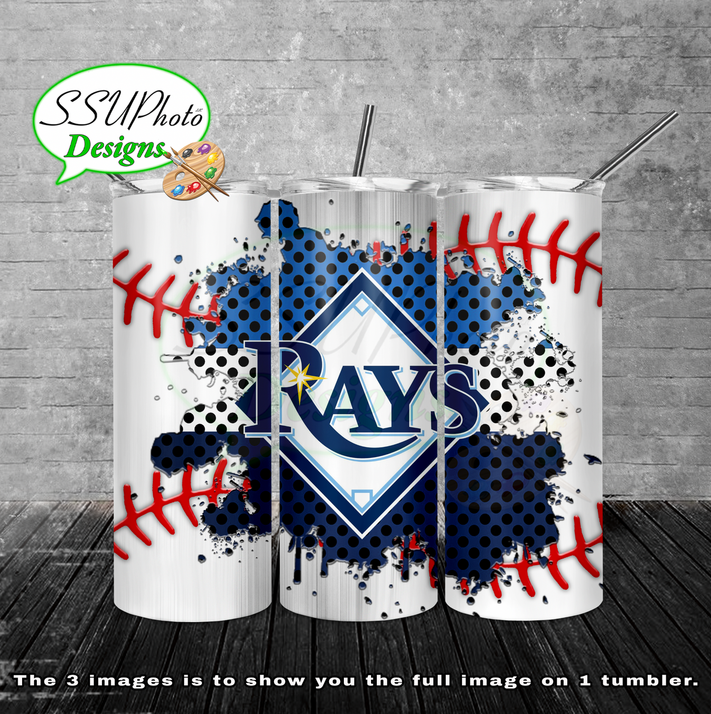 Baseball splash stitched  20 oz and 30oz OZ Skinny TumblerD Digital Design
