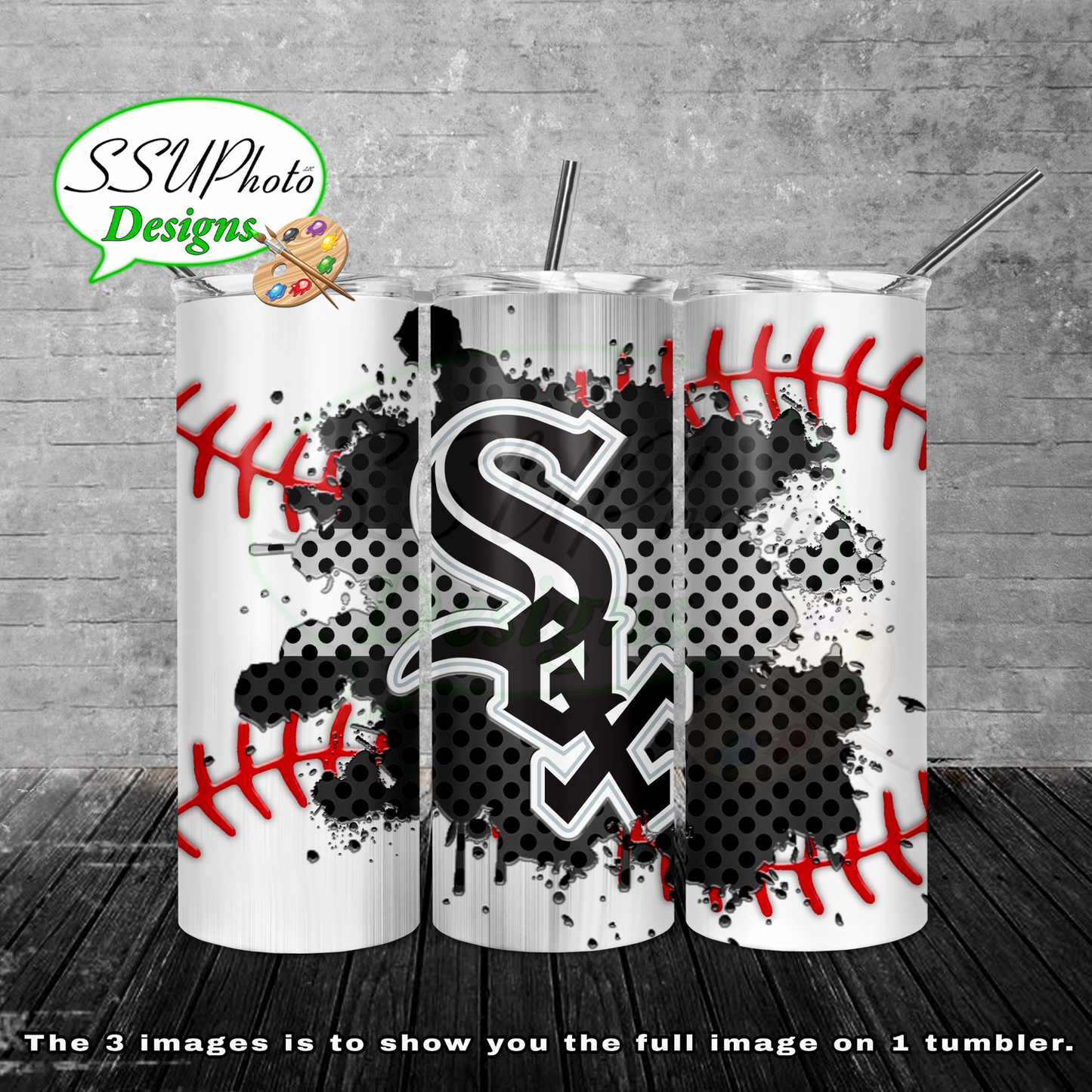 Baseball splash stitched  20 oz and 30oz OZ Skinny TumblerD Digital Design