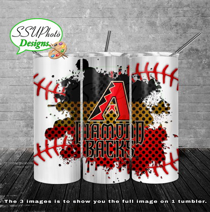 Baseball splash stitched  20 oz and 30oz OZ Skinny TumblerD Digital Design
