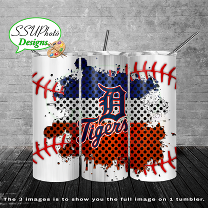 Baseball splash stitched  20 oz and 30oz OZ Skinny TumblerD Digital Design