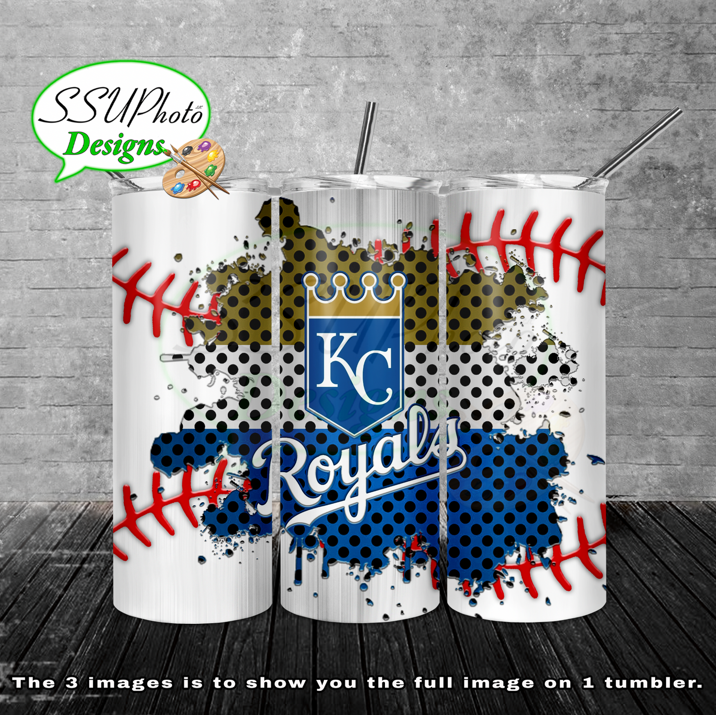 Baseball splash stitched  20 oz and 30oz OZ Skinny TumblerD Digital Design