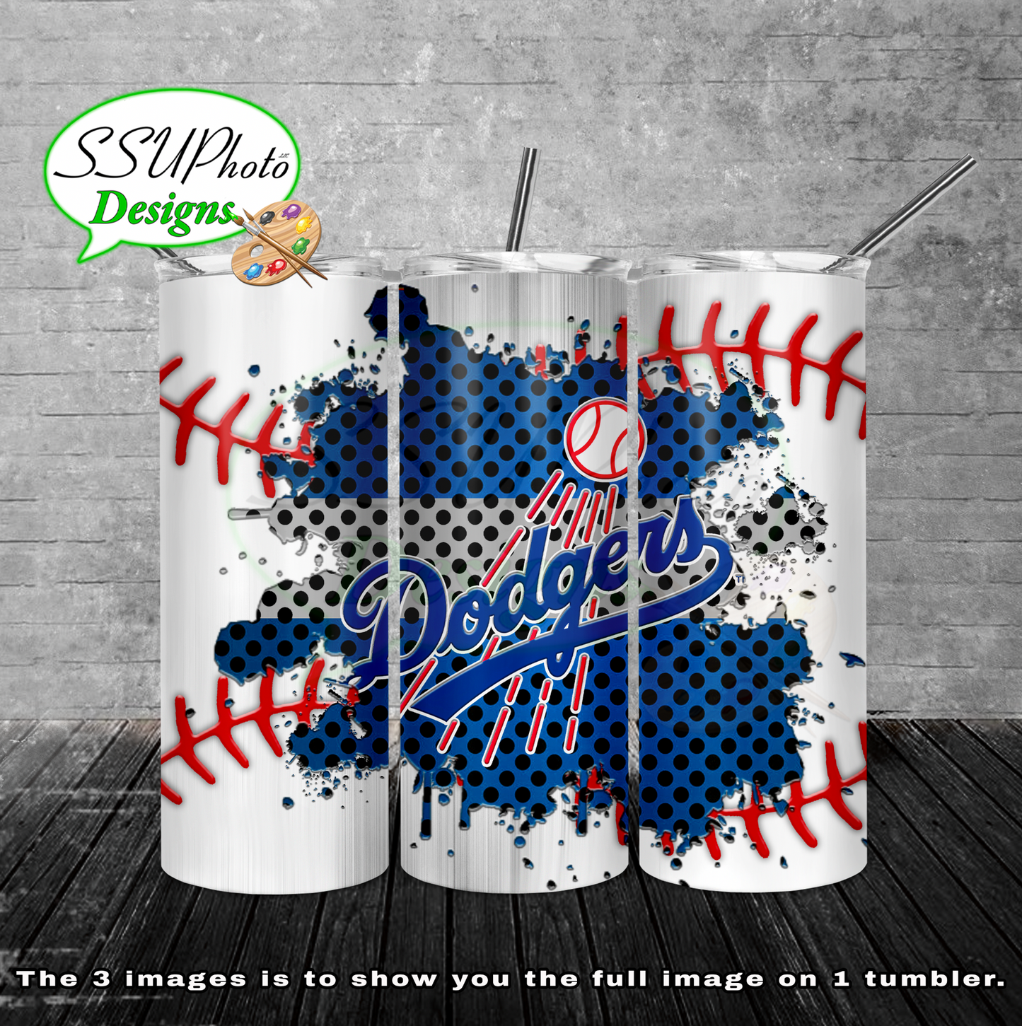 Baseball splash stitched  20 oz and 30oz OZ Skinny TumblerD Digital Design