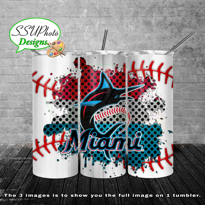 Baseball splash stitched  20 oz and 30oz OZ Skinny TumblerD Digital Design