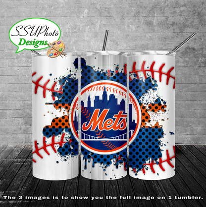Baseball splash stitched  20 oz and 30oz OZ Skinny TumblerD Digital Design