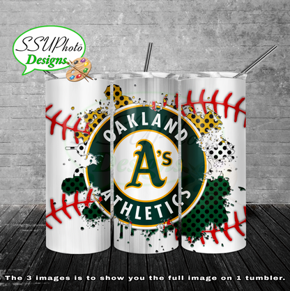 Baseball splash stitched  20 oz and 30oz OZ Skinny TumblerD Digital Design