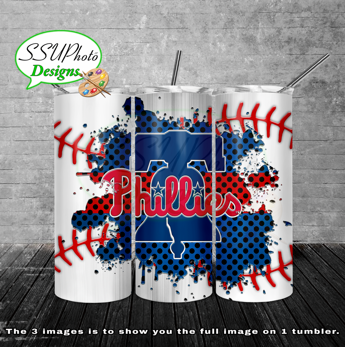 Baseball splash stitched  20 oz and 30oz OZ Skinny TumblerD Digital Design