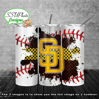 Baseball splash stitched  20 oz and 30oz OZ Skinny TumblerD Digital Design