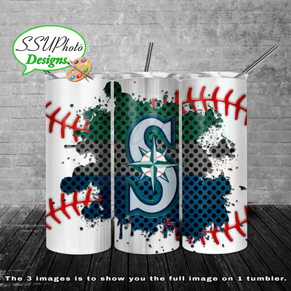 Baseball splash stitched  20 oz and 30oz OZ Skinny TumblerD Digital Design