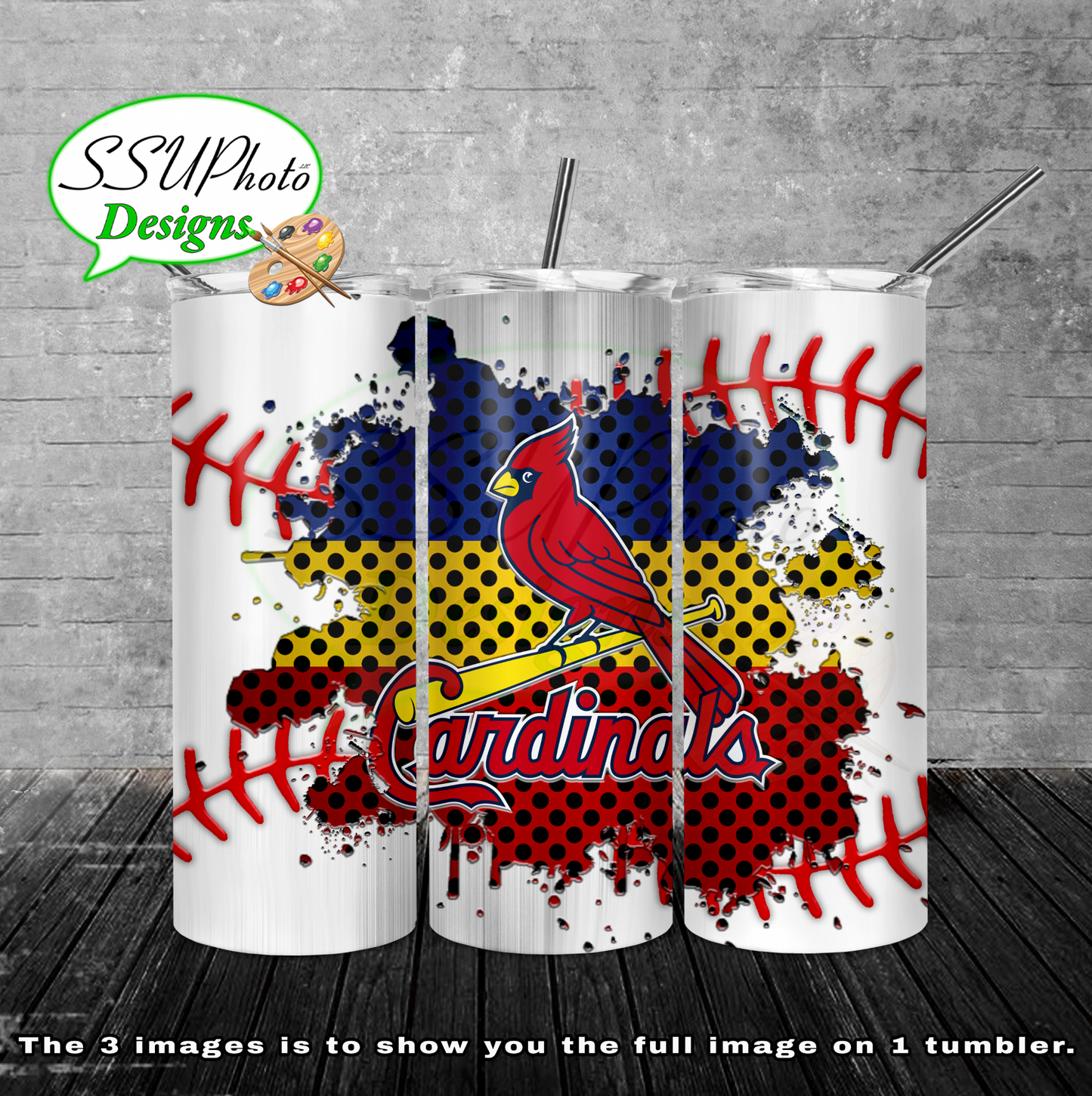 Baseball splash stitched  20 oz and 30oz OZ Skinny TumblerD Digital Design