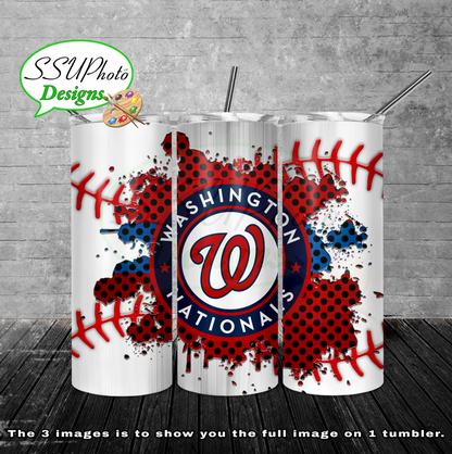 Baseball splash stitched  20 oz and 30oz OZ Skinny TumblerD Digital Design