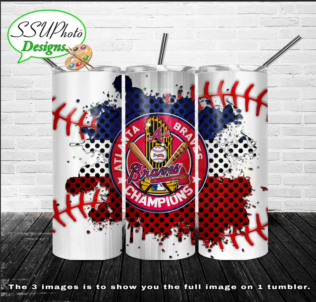 Baseball splash stitched  20 oz and 30oz OZ Skinny TumblerD Digital Design