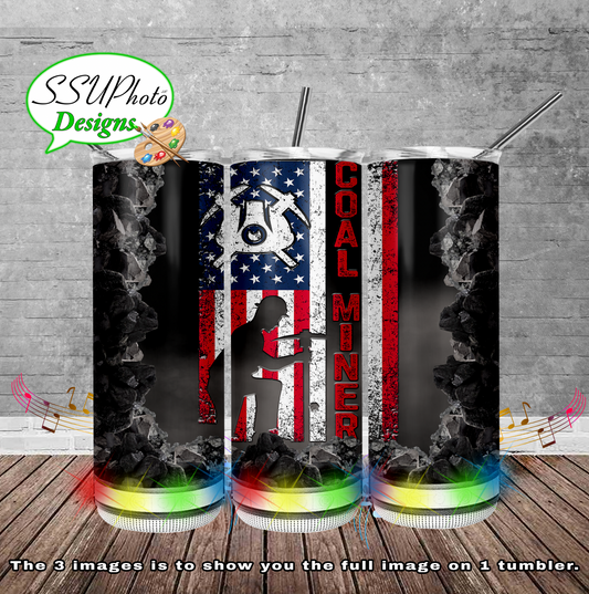 Coal Miner us flag    20 oz and 30oz 17&20oz BT Skinny TumblerD Digital Design